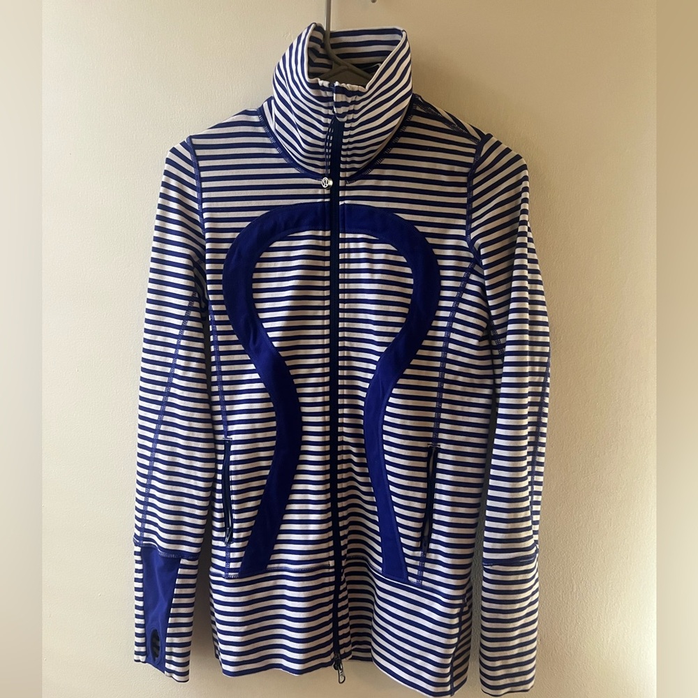 Lululemon Striped Blue and White Zip-Up Jacket